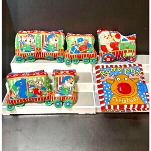 Priddy Books Rudolf touch & feel; Sewn Christmas train plush pillows